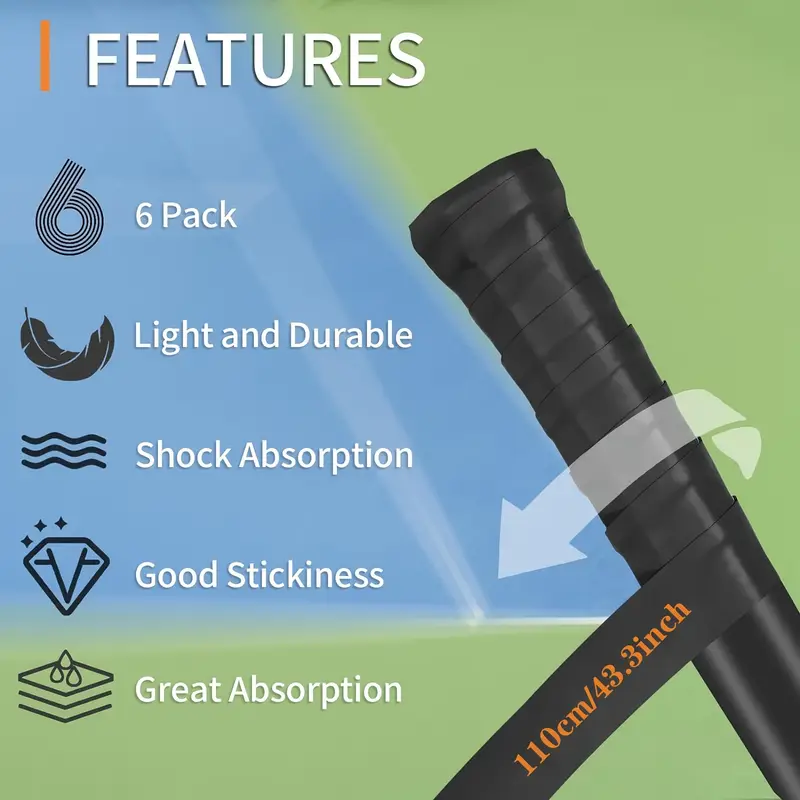 6pcs Tennis Racket Grip Tape Anti Slip & Absorbent - Image 3